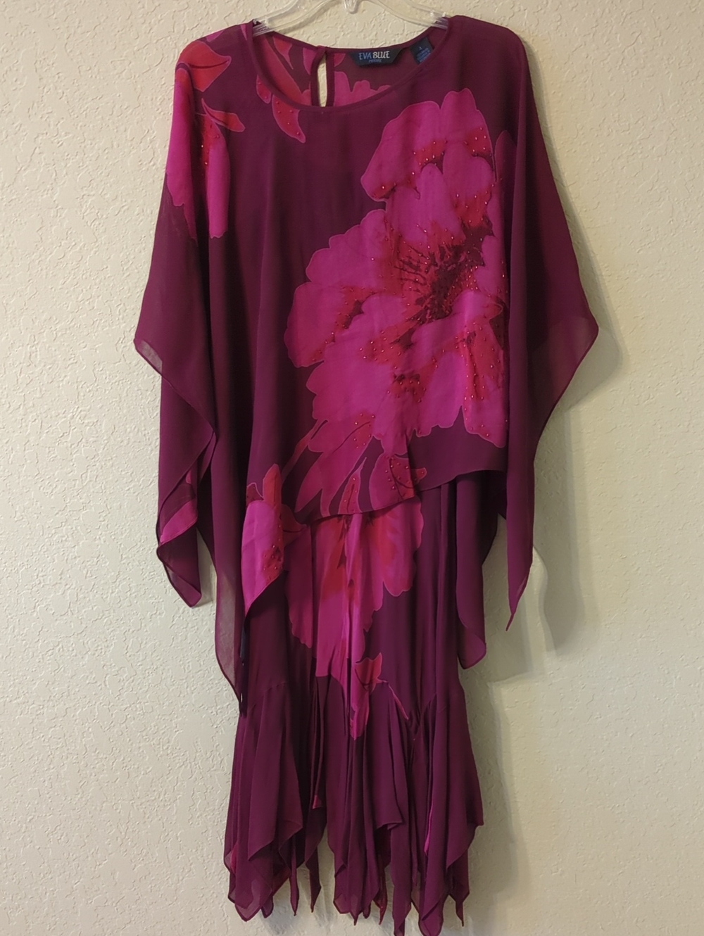 Eva Blue Fuchsia Floral Midi Dress